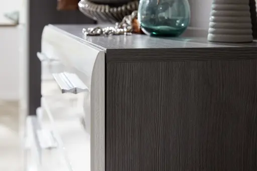 Schuhschrank - Weiß Hochglanz, Grau