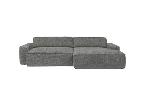 Ecksofa - 2-Sitzer mit Longchair rechts, Sitzvorzug motorisch, Stoff, Graphit
