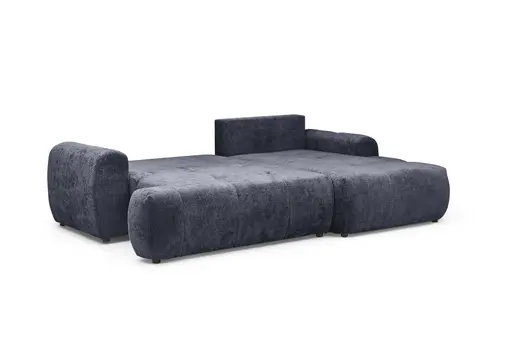 Ecksofa - 2-Sitzer mit Longchair rechts, Stoff, Dunkelblau