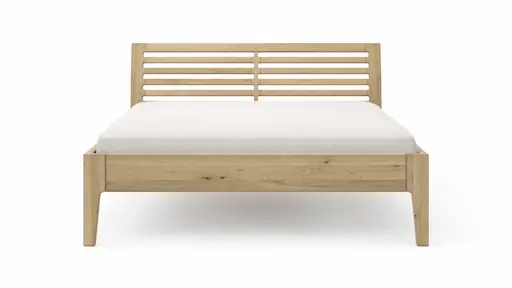 Bettgestell 1660 - Liegefläche ca. 160x200 cm, Wildeiche massiv, bianco geölt