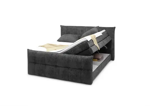 Boxspringbett- Liegefläche ca. 180x200 cm, Stoff, Schwarz