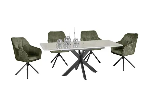 Armlehnstuhl MARLE - drehbar, Stoff, Grün