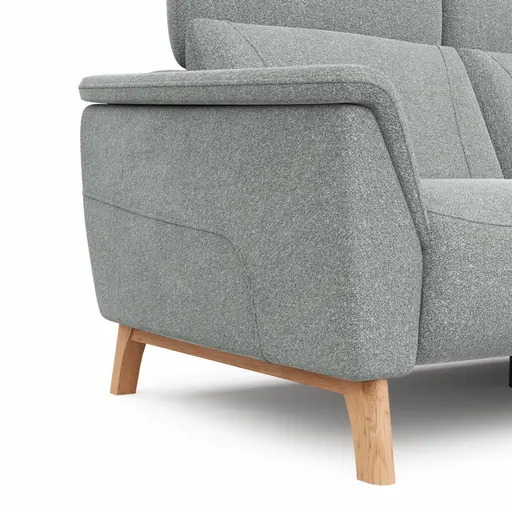 Sofa Nevin - 2,5-Sitzer inkl. Sitzvorzug (motorisch) und Kopfpolsterverstellung, Stoff, Silbergrau