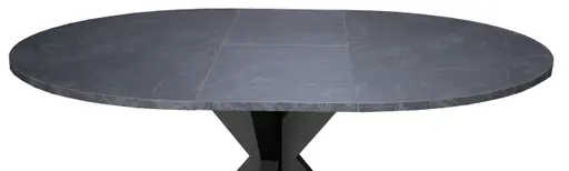 Esstisch - ausziehbar, Ø/H ca. 130x79 cm, Keramikoptik grau, Schwarz