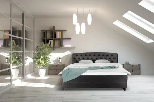 Boxspringbett - Liegefläche 180x200 cm, Stoff, Braun