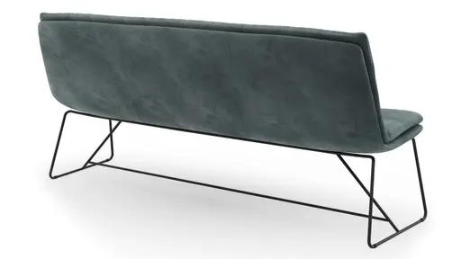 Bank Jukka - B ca. 200 cm, Stoff, Jade, Kufe, Schwarz
