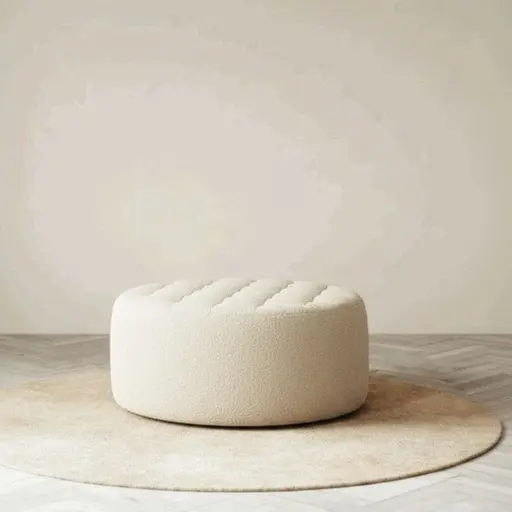 Hocker Tromso - D. ca. 90 cm, Stoff, Creme