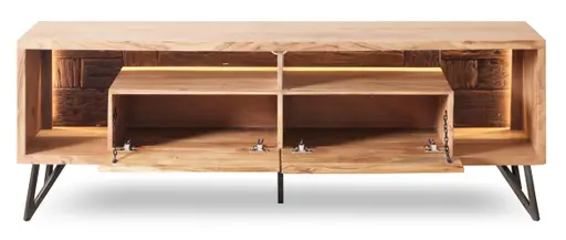 Lowboard - mit Beleuchtung, B ca. 175 cm, Akazie massiv