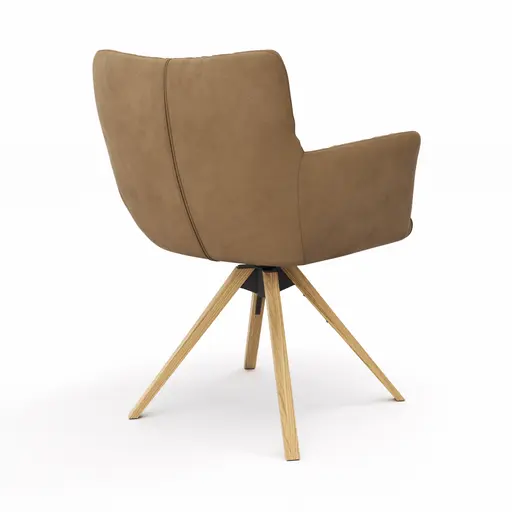 Armlehnstuhl Nashville - drehbar, Leder, Braun