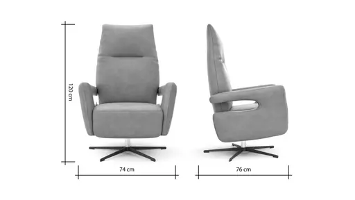 Relaxsessel Lucero 2.0 -  Kopfteil/Fußteil/Rückenlehne verstellbar, Leder, Cognac