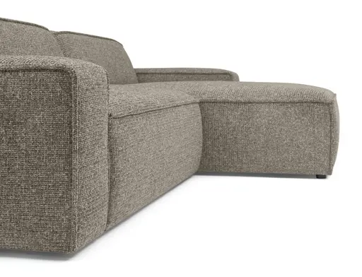 Ecksofa - 2-Sitzer mit Longchair rechts, Sitzvorzug motorisch, Stoff, Taupe