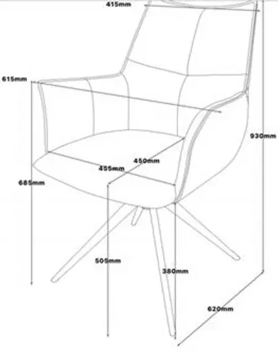 Armlehnstuhl MELE - drehbar, Leder, Schwarz