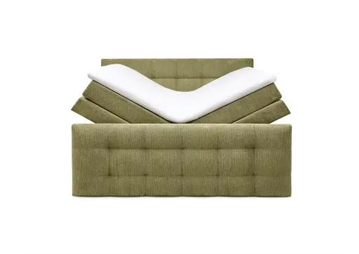 Boxspringbett SANDRIN I- Liegefläche ca. 200x200 cm, Stoff, Grün,  inkl. Stauraum und Fußteil