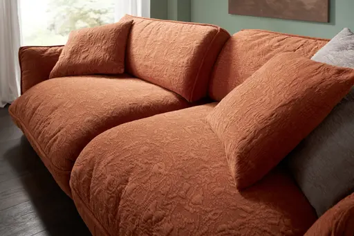 Sofa Fluffy - 4-Sitzer inkl. Rückenlehne verstellbar, Stoff, Kupfer