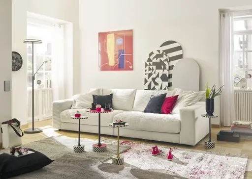 Beistelltisch- DH ca. 25x50 cm, Braun, Weiß, Stahl, Weiß