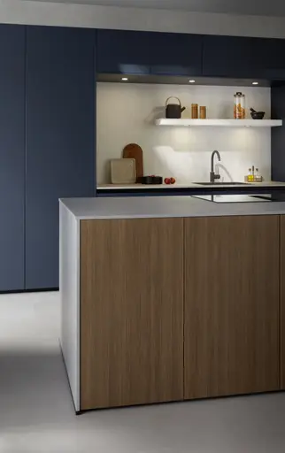 Inselküche 51.230 CO 1V2 525, Rillenoptik Eiche dunkel