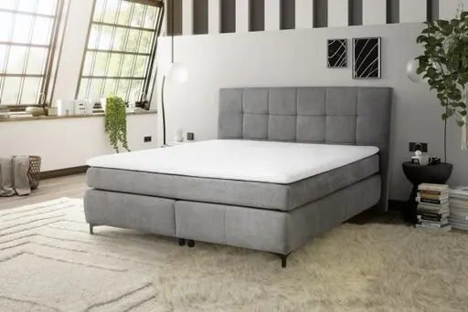 Boxspringbett- Ligefläche ca. 180x200 cm, Stoff, Dunkelgrau