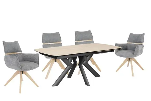 Stuhl MAROU - drehbar, Stoff, Graublau