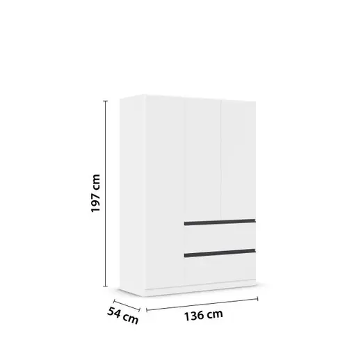 Drehtürenschrank RASA- B ca. 136 cm, Weiß