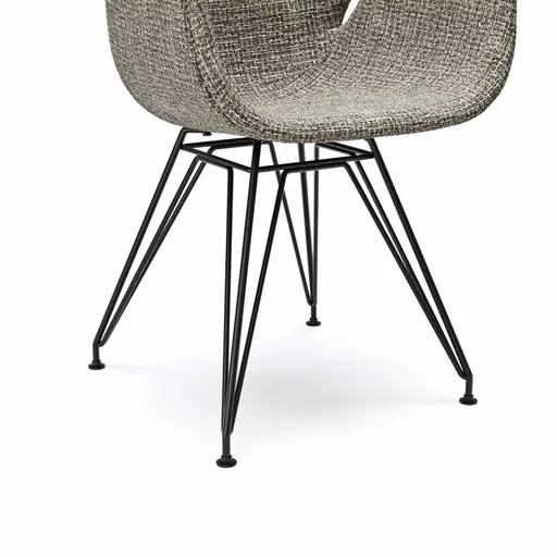 Armlehnstuhl Tooon - Stoff Graubeige, Gestell Metall, Schwarz