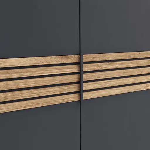 Drehtürenschrank Viana - B ca. 303cm, Lack, Anthrazit