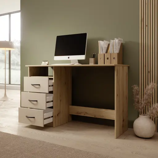 Schreibtisch - LB ca. 123x50 cm, Eiche Dekor, Kaschmir