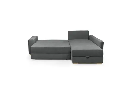 Ecksofa Jyte - 2-Sitzer mit Ecke rechts, Schlaffunktion mit Bettkasten, Stoff, Dunkelgrau