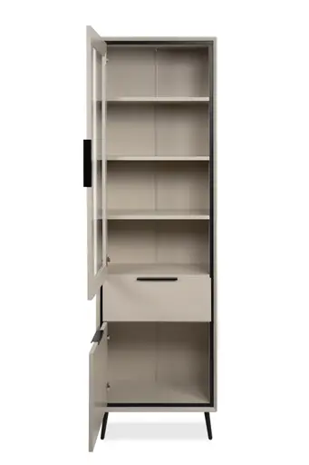 Vitrine - B ca. 60 cm, Sand, Schwarz