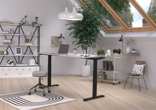 Schreibtisch GELI - höhenverstellbar, LB ca. 180x80 cm, Kaschmir, Schwarz