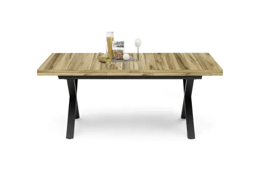 Esstisch - ausziehbar, LB ca. 200x100 cm, Plankeneiche, Schwarz