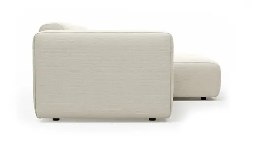 Ecksofa Laja - 1-Sitzer mit Longchair rechts, Stoff, Creme