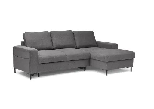 Ecksofa - 2-Sitzer mit Longchair rechts, Stoff, Anthrazit