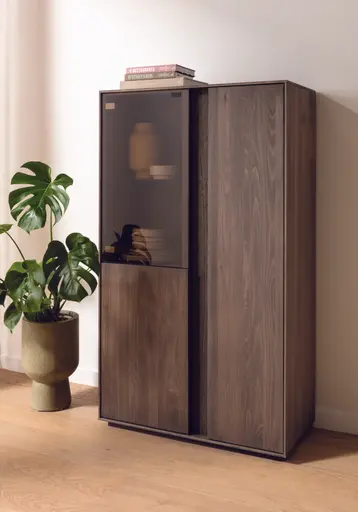 Highboard Saratoga - Buche massiv, silbergrau geölt