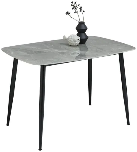Esstisch - LB ca. 120x80 cm, Steinoptik grau, Schwarz