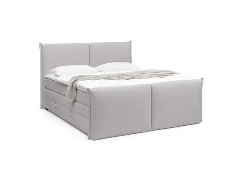 Boxspringbett SANDRIN L- Liegefläche ca. 200x200 cm, Stoff, Hellgrau, inkl. Stauraum und Fußteil
