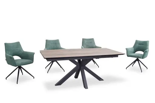 Armlehnstuhl MALEEN - drehbar, Stoff, Grün