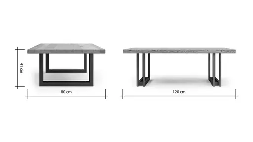 Couchtisch Oakhaven - BHL ca. 80x41x120 cm, Zerreiche massiv, natur geölt
