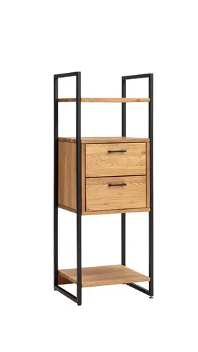 Regal Farmingdale - mit zwei Schubkästen, Eiche massiv, natur geölt