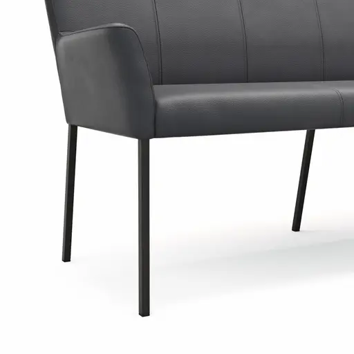 Bank Edmonton - Breite ca. 180 cm, Leder, Anthrazit