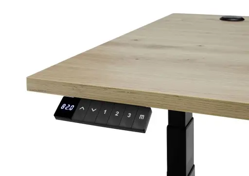 Eckschreibtisch - höhenverstellbar, LB ca. 185x77 cm, Artisan Eiche Nachbildung, Schwarz