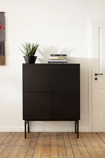 Highboard Edge -  Schwarz, Gebeizt