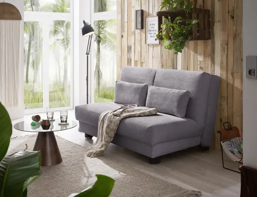 Schlafsofa EASY Optik A - 2-Sitzer ohne Armlehne, 140 cm inkl. Schlaffunktion, Cord, Dunkelgrau