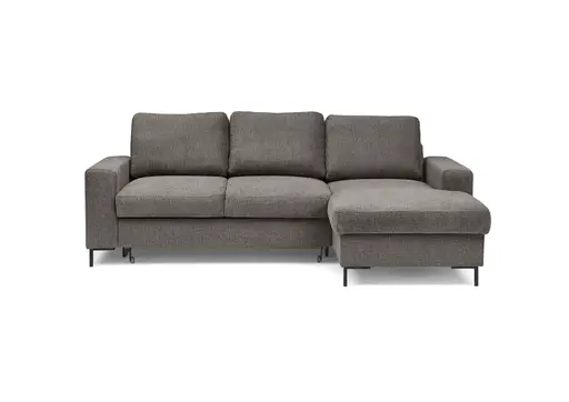Ecksofa - 2-Sitzer mit Longchair rechts, Stoff, Mocca