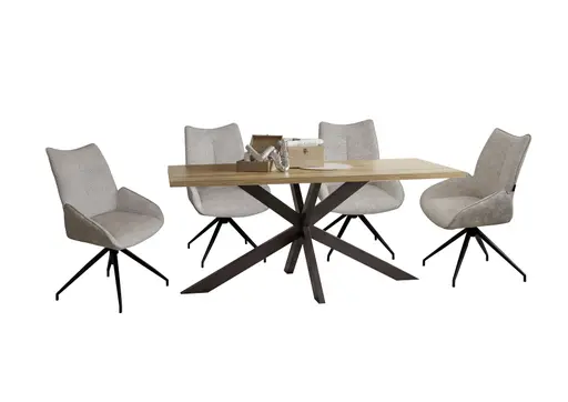 Stuhl MAUREEN - drehbar, Stoff, Creme