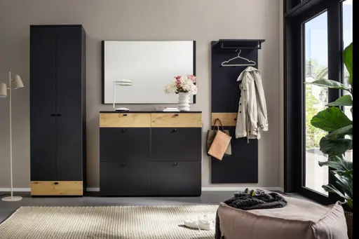 Garderobe EM Bastogne -  Anthrazit, Wildeiche Dekor