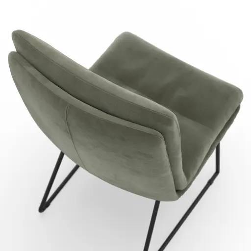 Stuhl Jukka - Stoff, Eukalyptus, Kufen, Schwarz