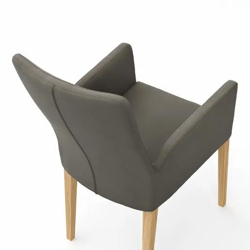 Armlehnstuhl Tuma - Leder, Graubraun