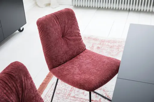 Stuhl Pelle - Stoff, Weinrot, Schwarzgrau, Kufe