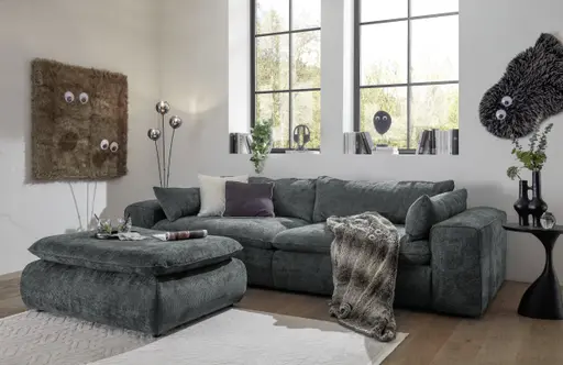 Sofa - 3-Sitzer, Stoff, Graublau