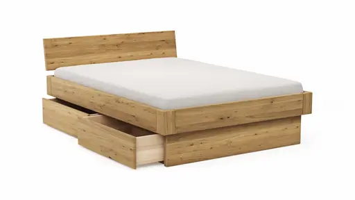 Bettgestell 1660 - Liegefläche ca. 140x200 cm, Wildeiche massiv, geölt